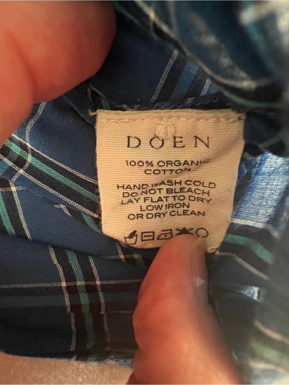 Doen O'Keefe blue plaid organic cotton blouse xs - Picture 5 of 5